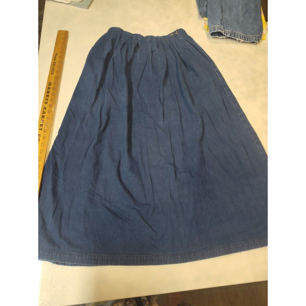Lands' End Women's Denim Jean Pleated Skirt Pockets Made in USA Y2K Size 16 tall
